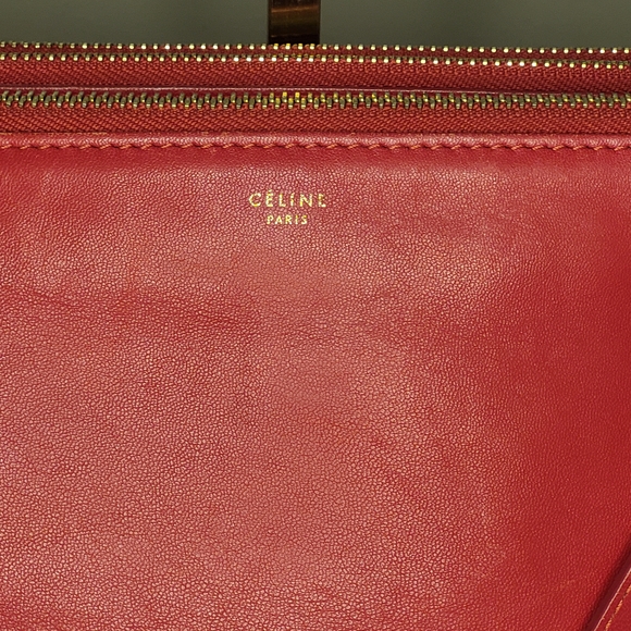 Celine Red Leather Tri-Pouch Crossbody Clutch Bag With Gold Hardware - Picture 2 of 13